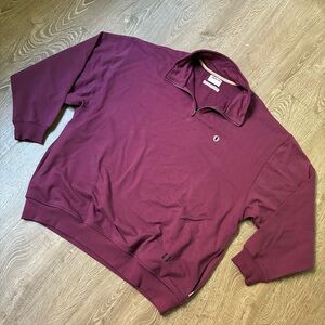 Anglan Purple Quarter Zip Sweatshirt Oversized Wide Fit 100% Cotton